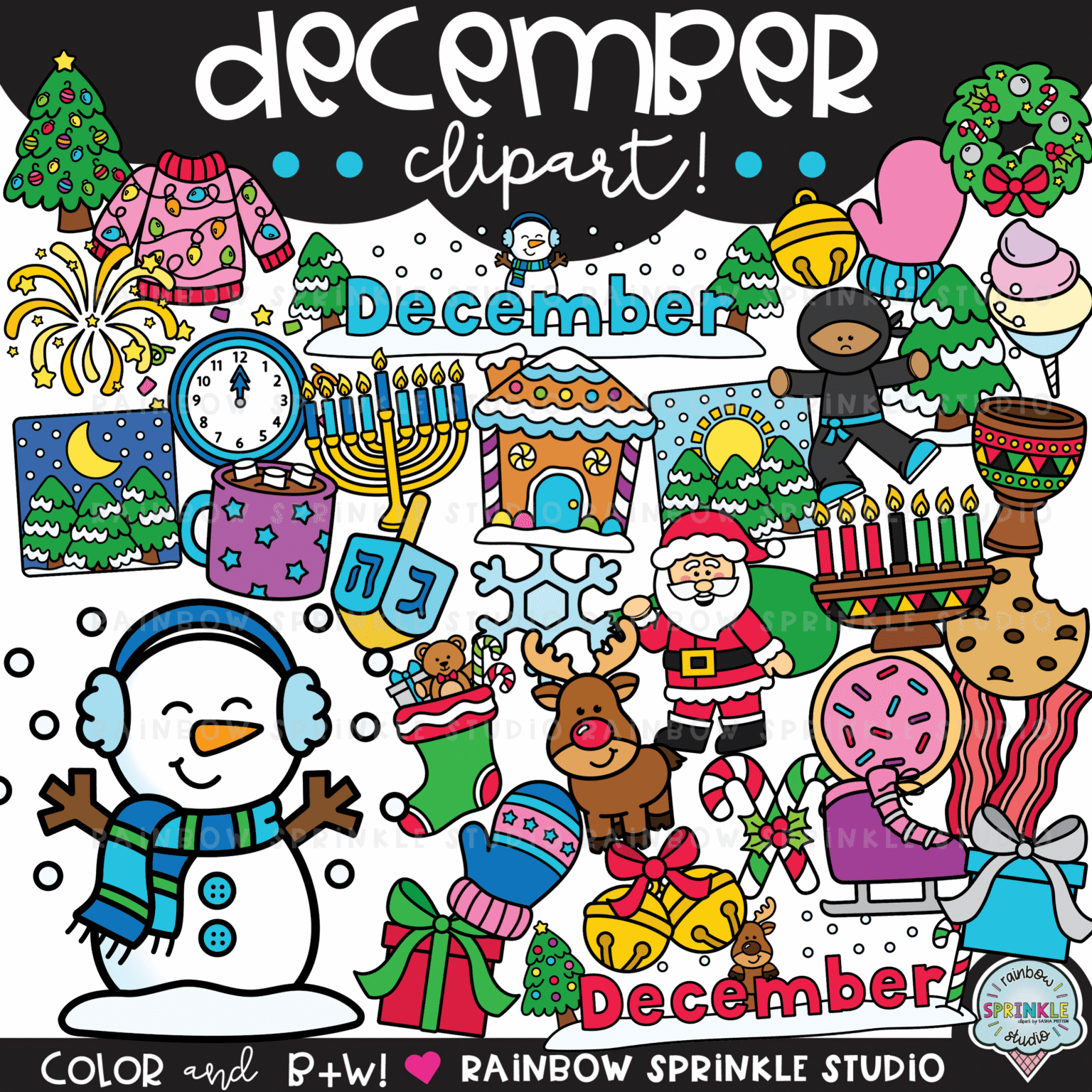 December Clipart MEGA Set! - Rainbow Sprinkle Studio