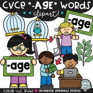 CVCe Clipart '-AGE' Word Family