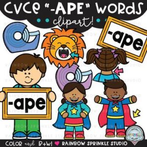 CVCe Clipart '-APE' Word Family