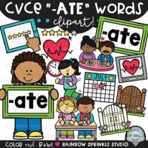 CVCe Clipart '-ATE' Word Family