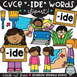 CVCe Clipart '-IDE' Word Family