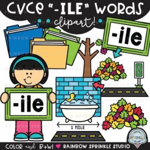 CVCe Clipart '-ILE' Word Family