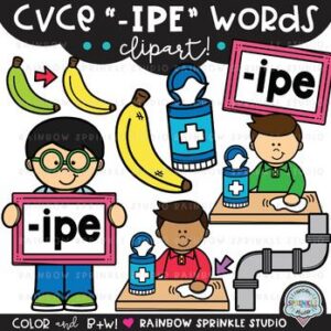 CVCe Clipart '-IPE' Word Family