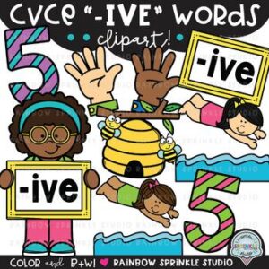 CVCe Clipart '-IVE' Word Family