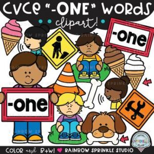 CVCe Clipart '-ONE' Word Family