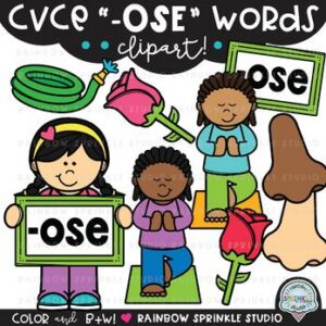 CVCe Clipart '-OSE' Word Family