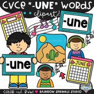 CVCe Clipart '-UNE' Word Family