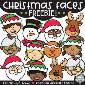 Christmas Faces Clipart FREEBIE!