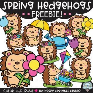 Spring Hedgehogs Clipart FREEBIE!