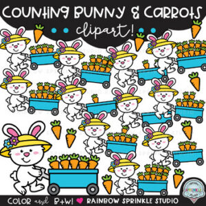 Counting Bunny and Carrots Clipart