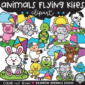 Animals Flying Kites Clipart!