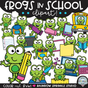 Frogs in School Clipart!