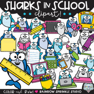 Sharks in School Clipart!