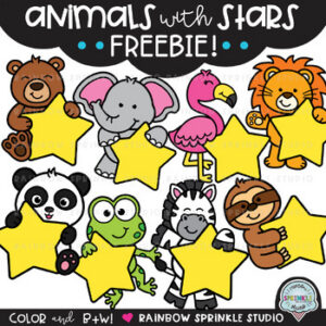 Animals with Stars Clipart FREEBIE!