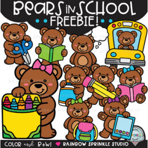 Bears in School Clipart FREEBIE!