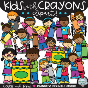 Kids with Crayons Clipart!
