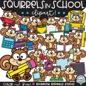 Squirrels in School Clipart!