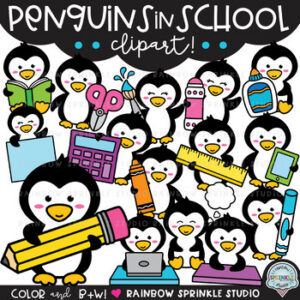 Penguins in School Clipart!