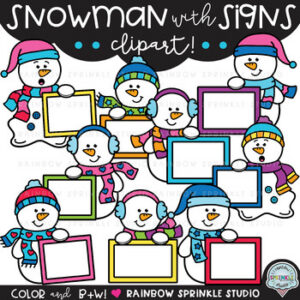 Snowman with Signs Clipart!