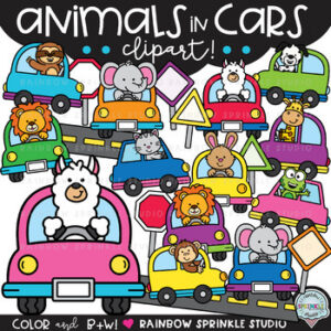Animals in Cars Clipart!