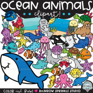 Ocean Animals Clipart MEGA Set!