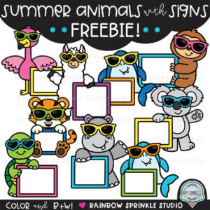 Summer Animals with Signs Clipart