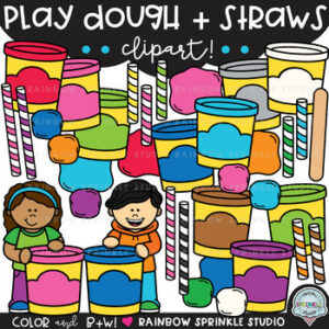 Play Dough and Straws Clipart Mega Set!