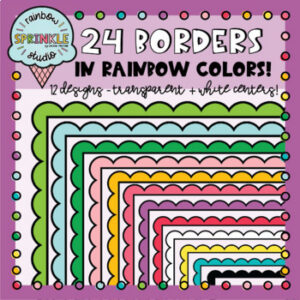 Rainbow Scalloped Borders Clipart FREEBIE