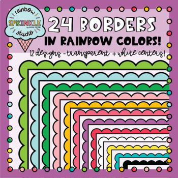 Rainbow Scalloped Borders Clipart FREEBIE