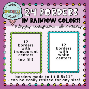 Rainbow Scalloped Borders Clipart FREEBIE - Image 2