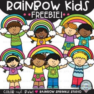 Rainbow Kids Clipart FREEBIE!