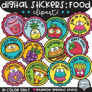 Digital Stickers Clipart Food Theme