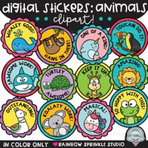 Digital Stickers Clipart Animals Theme