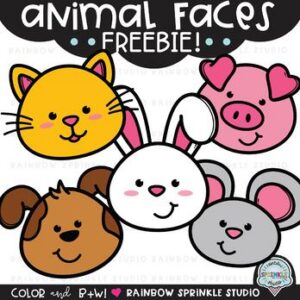 Animal Faces Clipart #1 FREEBIE!