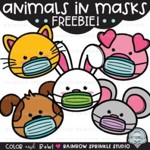 Animals in Masks Clipart FREEBIE!