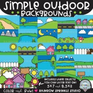 Simple Outdoor Backgrounds Clipart MEGA Set
