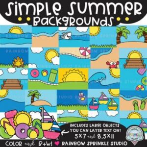 Simple Summer Backgrounds Clipart MEGA Set
