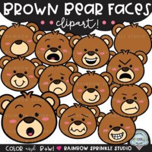 Brown Bear Faces Clipart