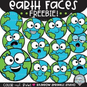 Earth Faces Clipart FREEBIE!