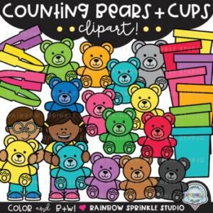 Counting Bears and Cups Clipart