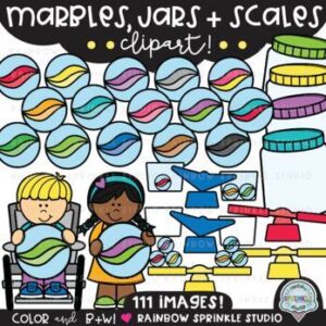Marbles Jars and Scales Clipart