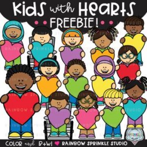 Kids with Hearts Clipart FREEBIE!