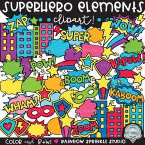 Superhero Elements Clipart MEGA Set!