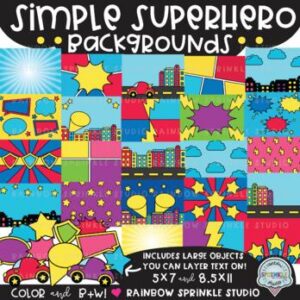 Superhero Backgrounds Clipart MEGA Set
