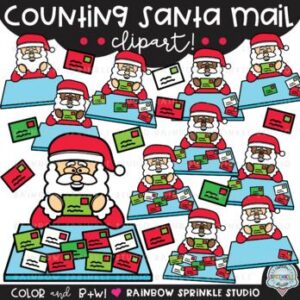 Counting Santa Mail Clipart