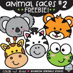 Animal Faces Clipart FREEBIE #2