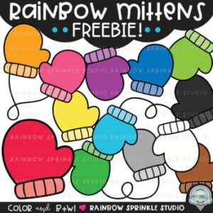 Rainbow Mittens Clipart FREEBIE!