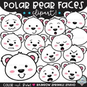 Polar Bear Faces Clipart