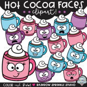 Hot Cocoa Faces Clipart