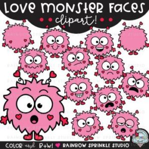 Love Monster Faces Clipart
